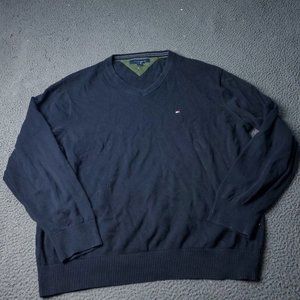 Tommy Hilfiger V Neck Sweater Mens XL Blue